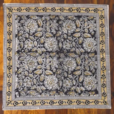 Black Kalamkari Napkin Set of 2