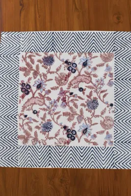 Navy &amp; Mauve Floral Napkin Set of 2