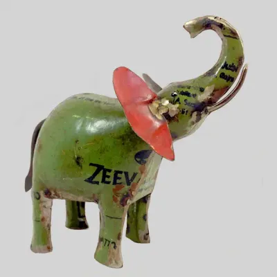 Elephant Green Recycled Metal Animals