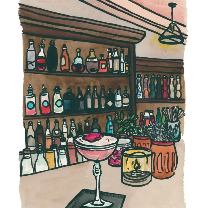 Pink South of France: Bar Fine Art Print