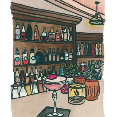 Pink South of France: Bar Fine Art Print
