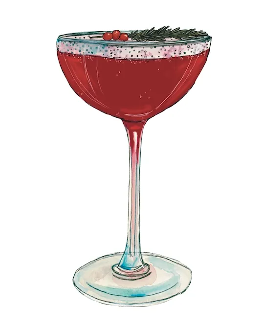 Red Holiday Cocktail Art Print