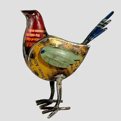 Yellow Bird Recycled Metal Animals