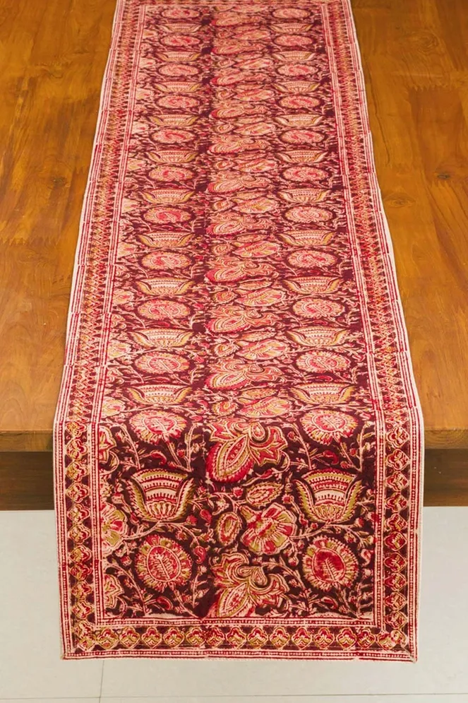 Terracotta Kalamkari Table Runner