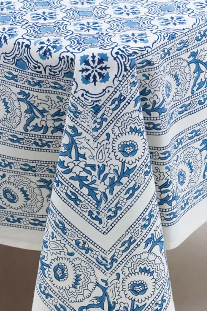 Blue Floral Tablecloth