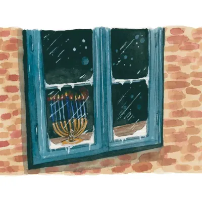 Menorah in a Window Hanukkah Art Print