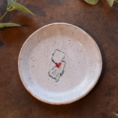 Mini Plate - New Jersey w/ Heart ( NJ )