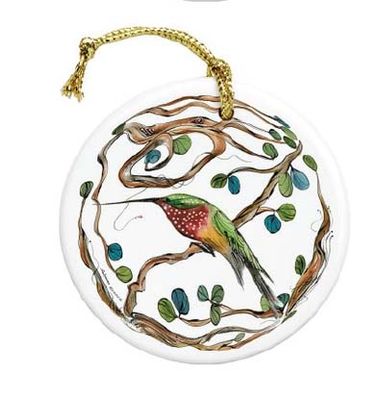 Porcelain Hummingbird Ornament