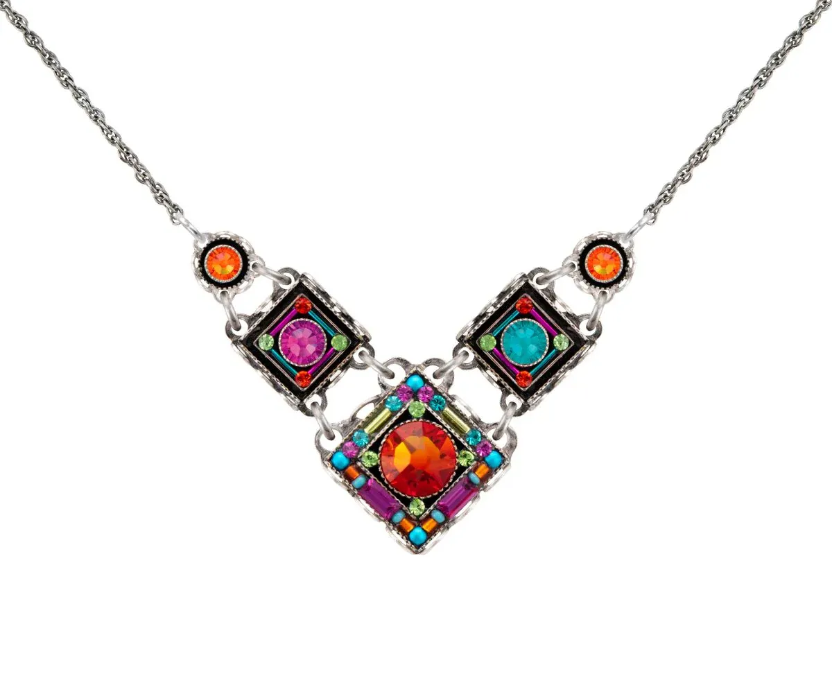 9080-MC Contessa Small V Necklace-Multicolor