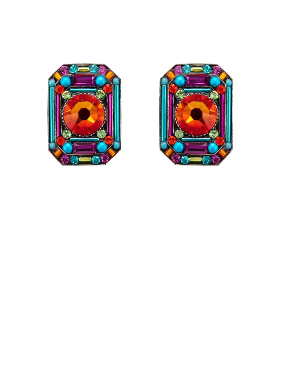 E338P-MC Contessa Large Octagon Post Earrings-Multicolor