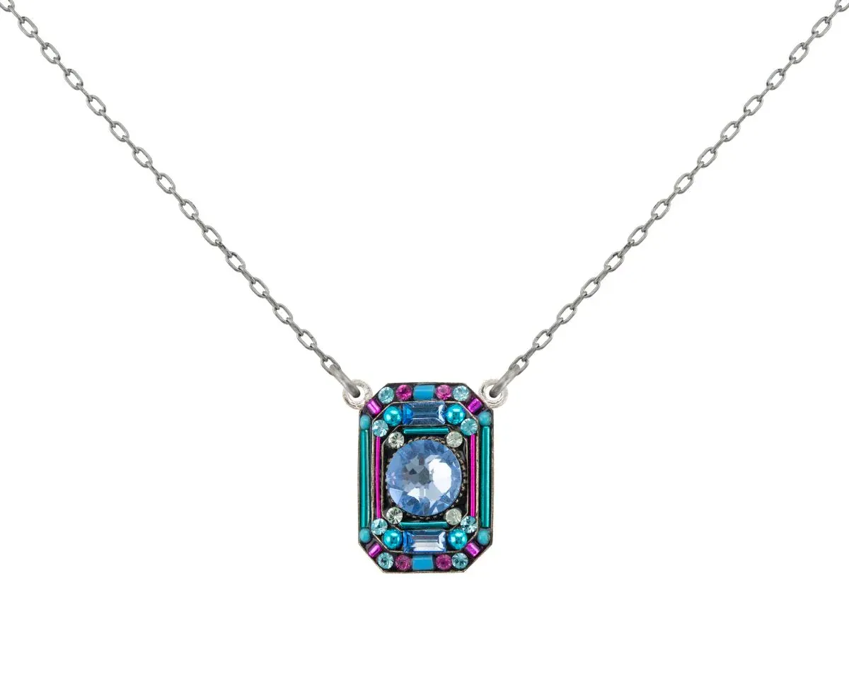 9075-LB- Contessa/Geometric Large Octagon Pendant-Light Blue
