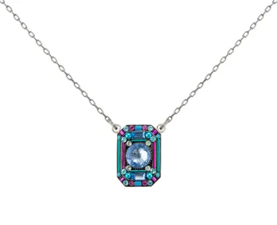 9075-LB- Contessa/Geometric Large Octagon Pendant-Light Blue