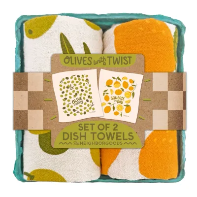 OLIVES WITH A TWIST (Olive, Lemon) - Tea Towel Set of 2