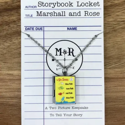 One Fish Two Fish Red Fish Blue Fish Stainless Steel Book Locket One Fish Two Fish Red Fish Blue Fish Stainless Steel Book Locket