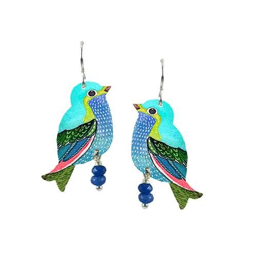 BLUE BIRD - Bird w/Beads ER