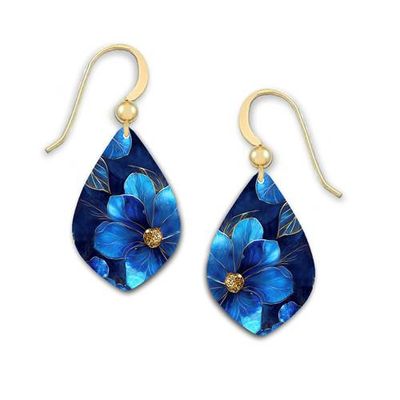 BLUE WATERCOLOR - Small Organic Teardrop ER