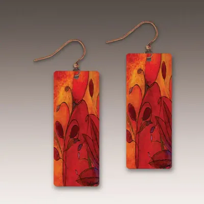 Red Foliage Fine Art Rectangle Handmade Earrings Red Foliage Fine Art Rectangle Handmade Earrings