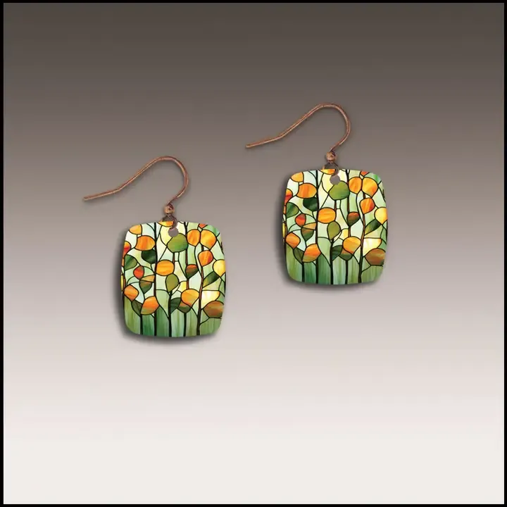 Stained Glass Button Drop Handmade Earrings Stained Glass Button Drop Handmade Earrings