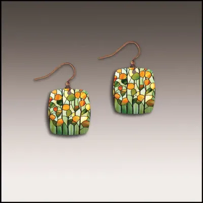 Stained Glass Button Drop Handmade Earrings Stained Glass Button Drop Handmade Earrings