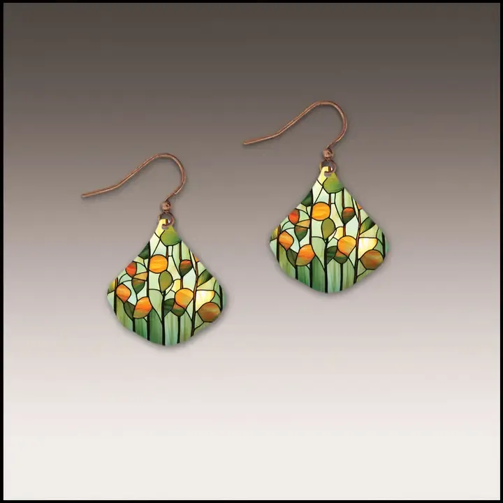 Stained Glass Ginkgo Handmade Earrings Stained Glass Ginkgo Handmade Earrings
