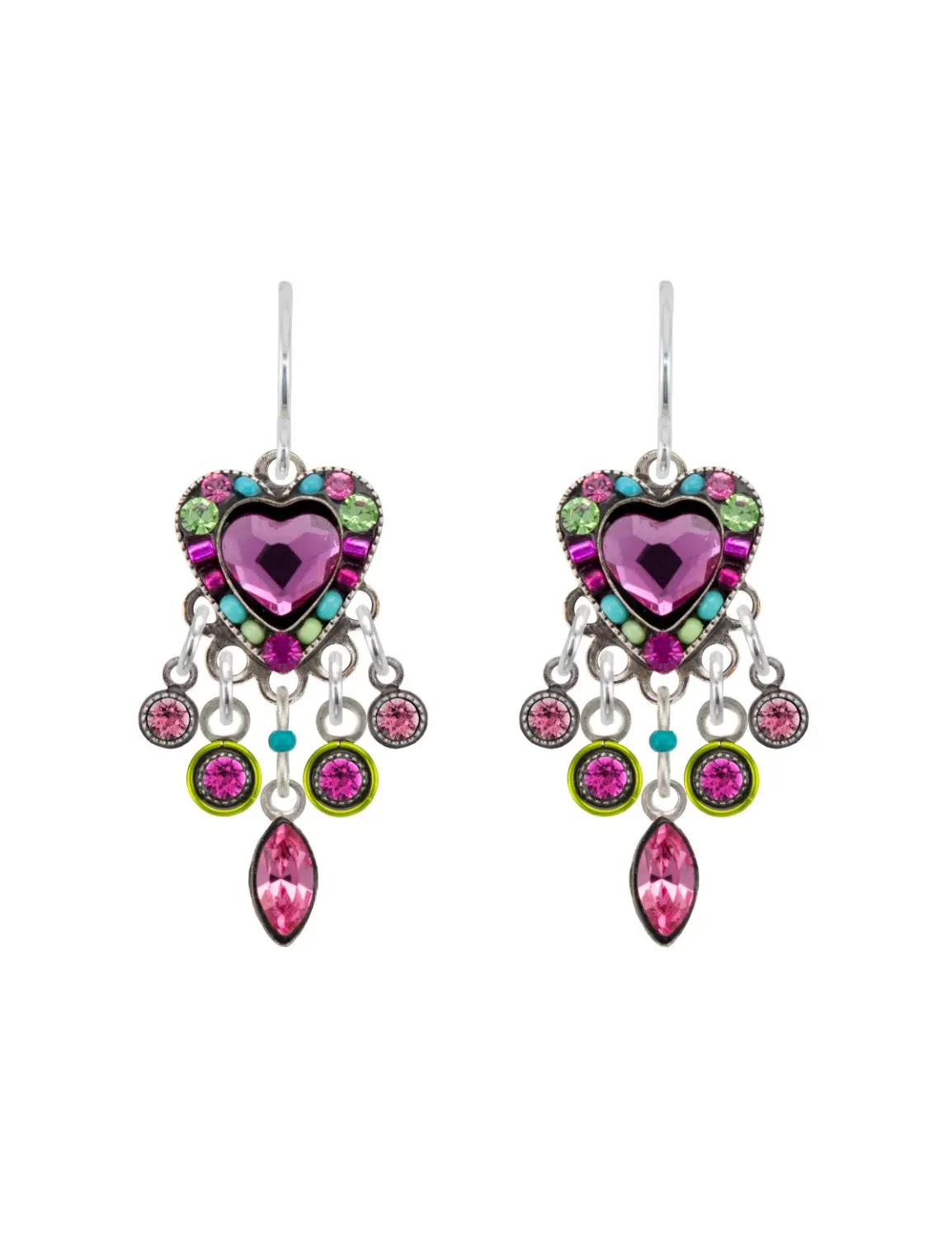 E430-ROSE Hearth w/Dangles Earrings