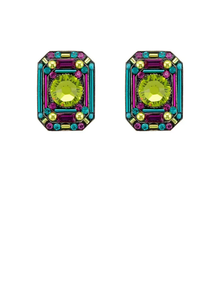 E338P-CG Contessa/Geometric Large Octagon Post Earrings