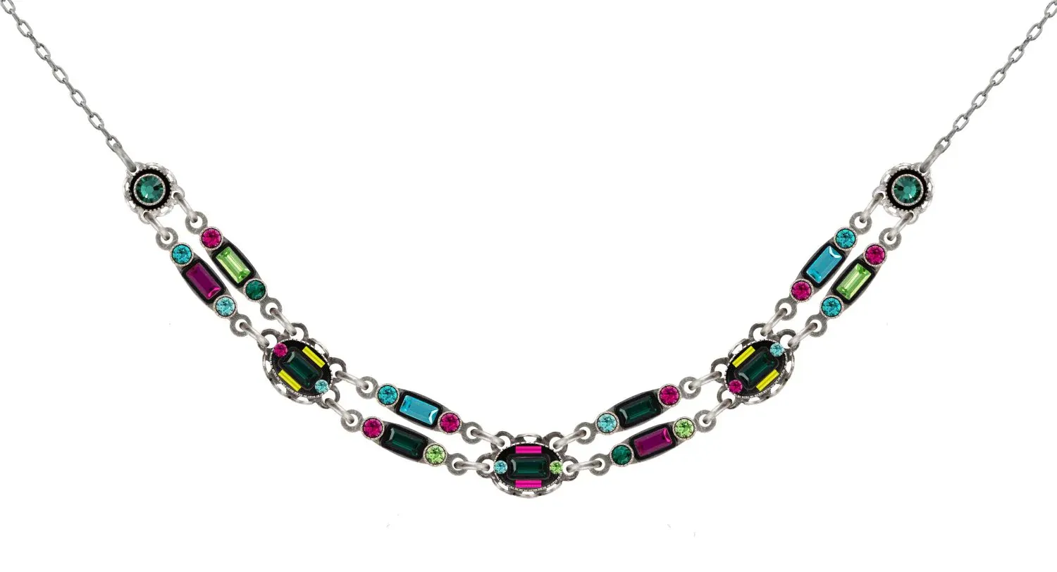 9148-EM Architectural Petite Double Line Necklace