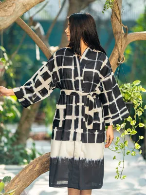 Tie Dye Square Black Kimono 