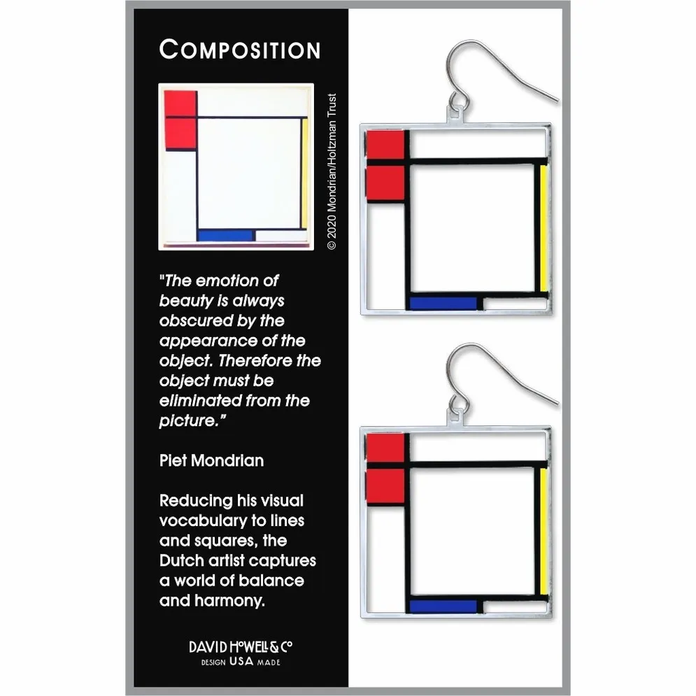 Mondrian Composition Earrings, MADE in USA Mondrian Composition Earrings, MADE in USA