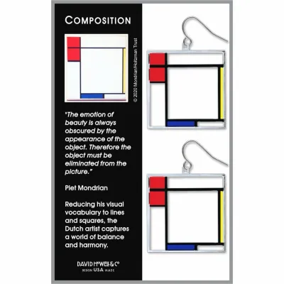 Mondrian Composition Earrings, MADE in USA Mondrian Composition Earrings, MADE in USA