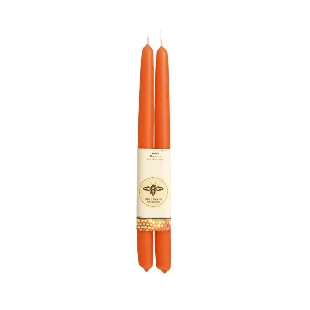 Taper Candles – 100% Pure Beeswax – Hand-Dipped - Pumpkin Standard (12&quot; x 7/8&quot;)