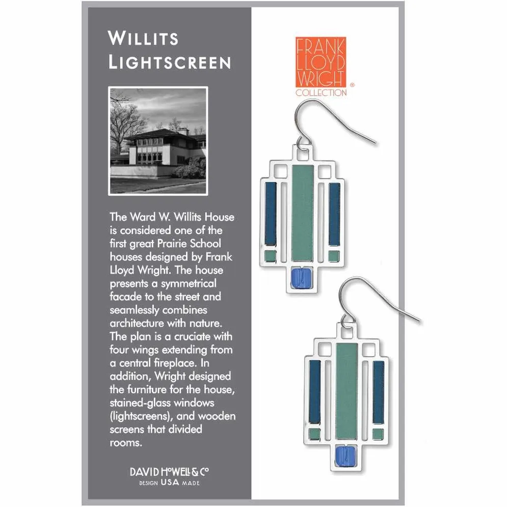Frank Lloyd Wright Willits Cobalt Lightscreen Earrings Frank Lloyd Wright Willits Cobalt Lightscreen Earrings