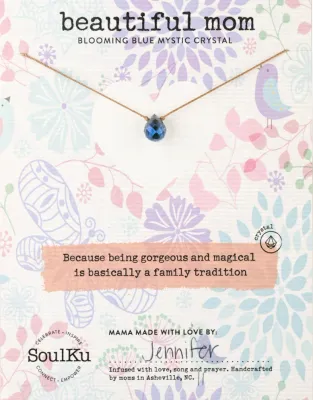 Blooming Blue Mystic Crystal Necklace for Beautiful Mom Blooming Blue Mystic Crystal Necklace for Beautiful Mom