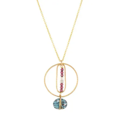 N8674 Starfall Pendant 14k gold filled • Kyanite with Rhodolite Garnet and Labradorite N8674 Starfall Pendant 14k gold filled • Kyanite with Rhodolite Garnet and Labradorite