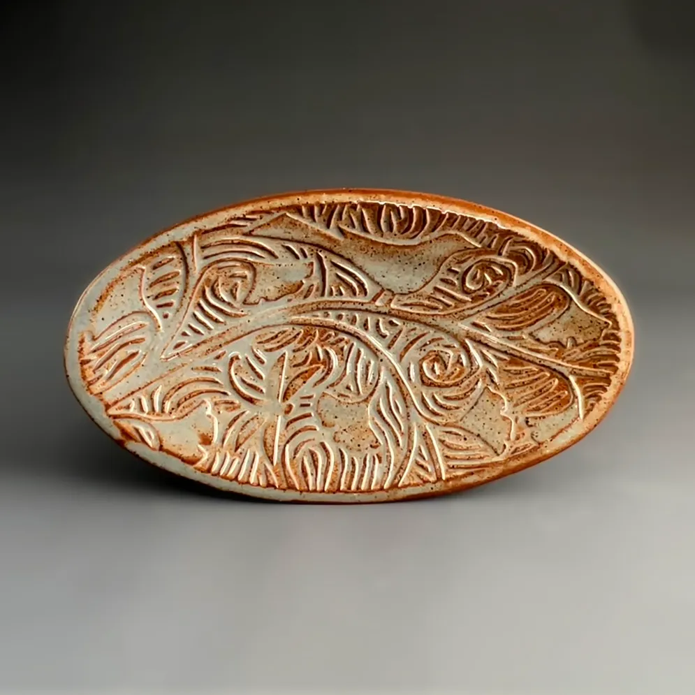 Lg Oval Dish - Bird Blue/Brown Lg Oval Dish - Bird Blue/Brown