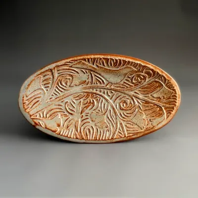 Lg Oval Dish - Bird Blue/Brown Lg Oval Dish - Bird Blue/Brown