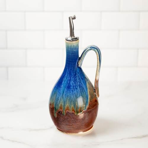 Oil Bottle - Amber Blue Glaze