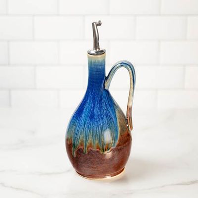 Oil Bottle - Amber Blue Glaze