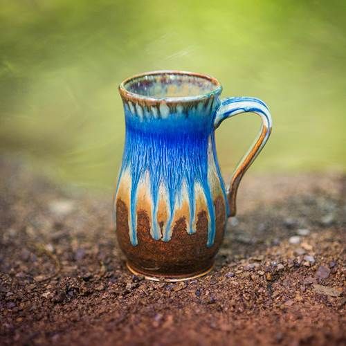 Straight Mug - Amber Blue Glaze