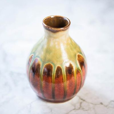 Round Bud vase Rustic Red Glaze