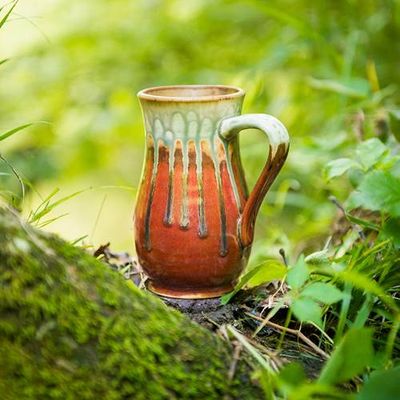 Curved Mug Rustic Red Glaze