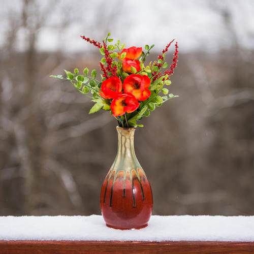 Tall Bud Vase - Rustic Red Glaze