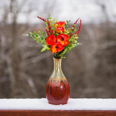 Tall Bud Vase - Rustic Red Glaze
