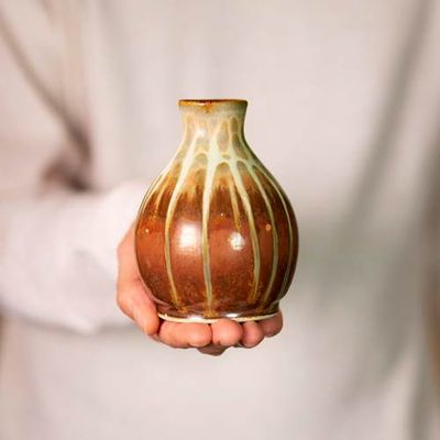 Round Bud Vase - Golden Amber Glaze