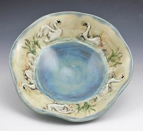 Swans XS Wavy Rim Blue Glaze