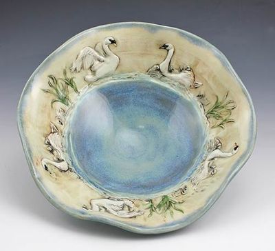 Swans XS Wavy Rim Blue Glaze