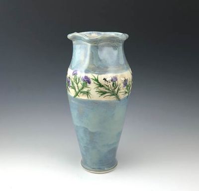 Thistle/Honeybee Blue Vase