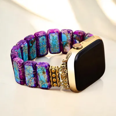 Majestic Tibetan Jasper Stretch Apple Watch Strap Large 6.50-7.0 Inch Wrist Majestic Tibetan Jasper Stretch Apple Watch Strap Large 6.50-7.0 Inch Wrist