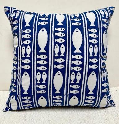 Pillow Printed 24&quot; x 24&quot; Striped Fish Blue