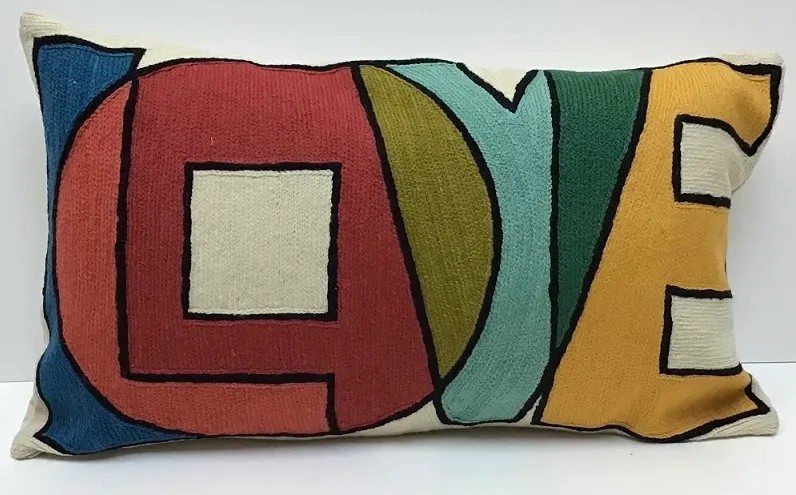 Pillow Chainstitch Retro pop-art LOVE